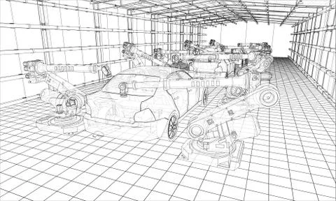 Assembly of motor vehicle. Vector 스톡 일러스트