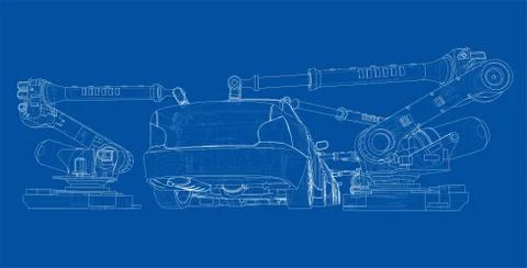 Assembly of motor vehicle. Vector イラスト素材
