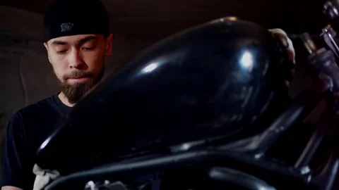 Assembly of the motorcycle. Stock Footage 77729205