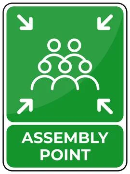 Assembly Point Icon vector signage with Green background. Group of five peo.. Stock Illustration
