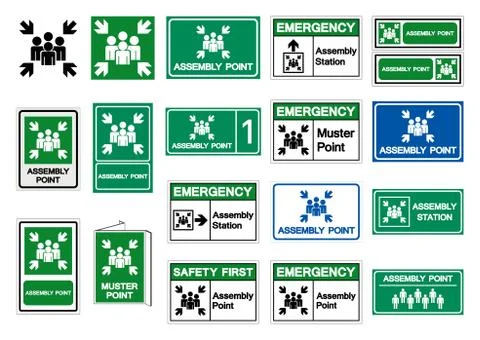 Assembly Point Set Symbol Sign, Vector Illustration, Isolated On White Backgr Stock Illustration