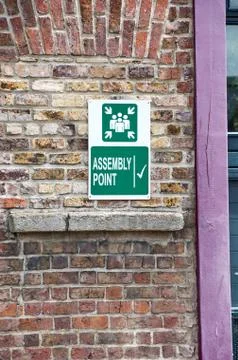 Assembly point sign Stock Photos