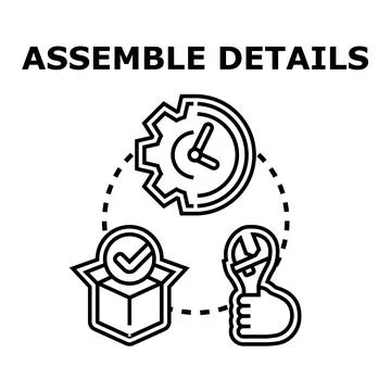 Assembly process details with tools and delivery concepts Stockillustratie