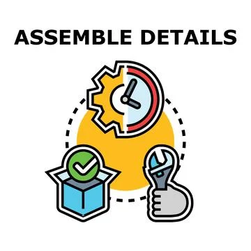 Assembly process details with tools and delivery concepts Stock Illustration