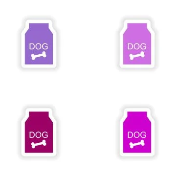 Assembly realistic sticker design on paper dog food Illustration
