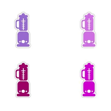 Assembly realistic sticker design on paper blenders Illustrazione stock