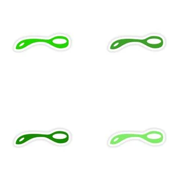 Assembly realistic sticker design on paper spoon Stock Illustration