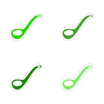 Assembly realistic sticker design on paper ladle Stock Illustration