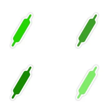 Assembly realistic sticker design on paper rolling pin Stock Illustration