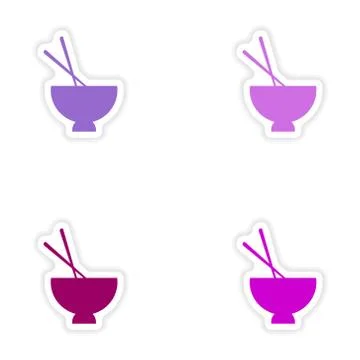 Assembly realistic sticker design on paper miso soup Stock Illustration