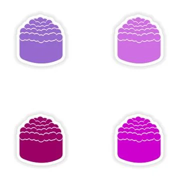 Assembly realistic sticker design on paper sushi Stock Illustration