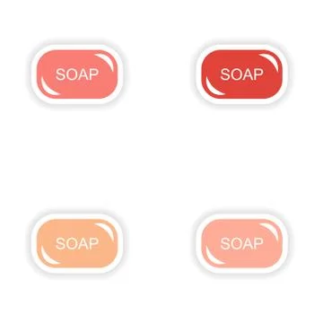 Assembly realistic sticker design on paper soap Stock Illustration