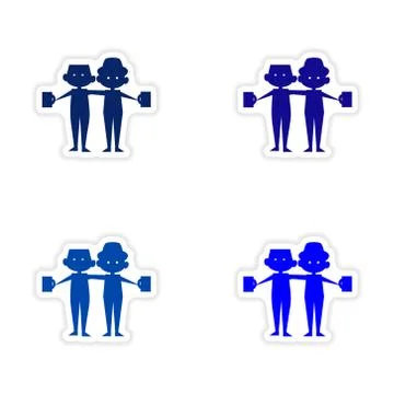 Assembly realistic sticker design on paper friends Drink Stock Illustration