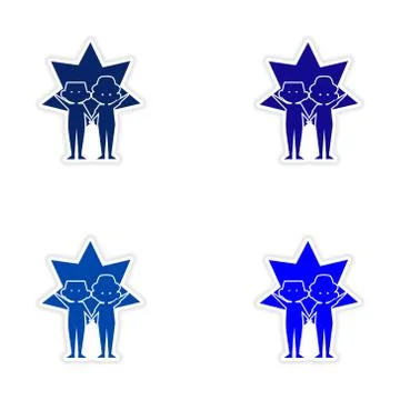 Assembly realistic sticker design on paper best friends Stock Illustration