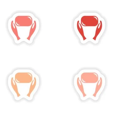 Assembly realistic sticker design on paper hand wash Illustration