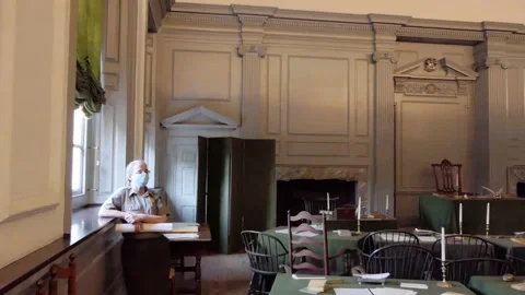 Assembly Room where Declaration of Independence and US Constitution were signed. Vídeo Stock 229679943