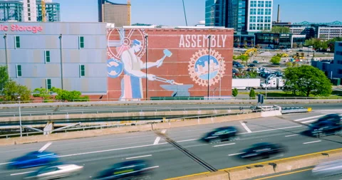 Assembly Row Somerville Highway Hyperlapse Stock Footage 236567670