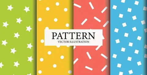 Assembly of seamless patterns, abstract shapes - Vector Illustrazione stock