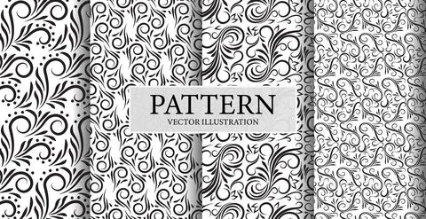 Assembly of seamless patterns, abstract shapes - Vector Stock Illustration