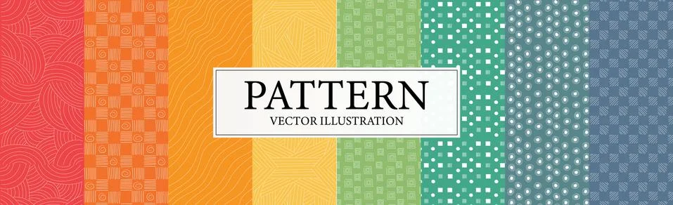 Assembly of seamless patterns, abstract shapes - Vector 스톡 일러스트