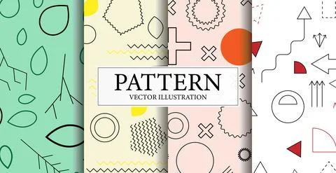 Assembly of seamless patterns, abstract shapes - Vector 스톡 일러스트