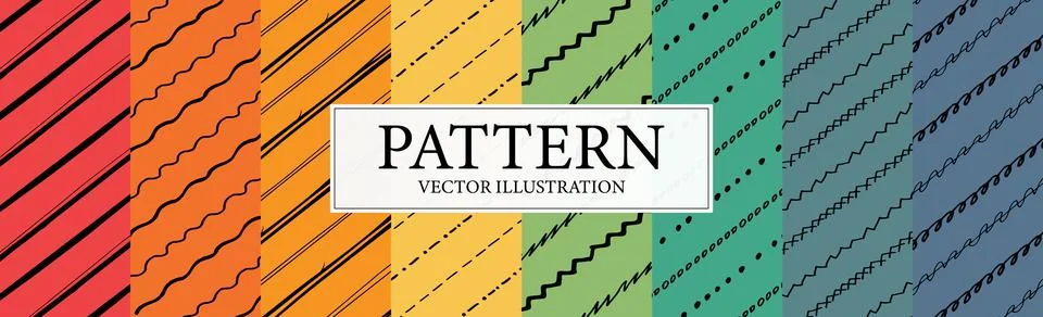 Assembly of seamless patterns, abstract shapes - Vector Stock Illustration