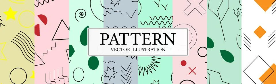 Assembly of seamless patterns, abstract shapes - Vector イラスト素材