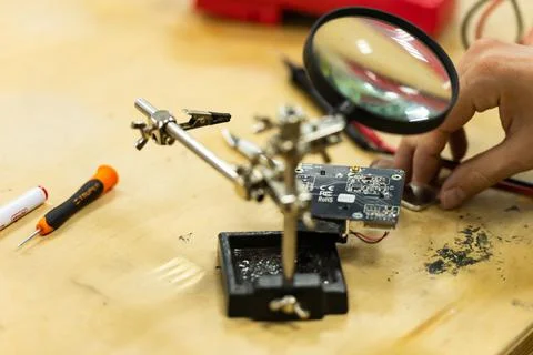 The Assembly of the sensors on the chip Stock Photos