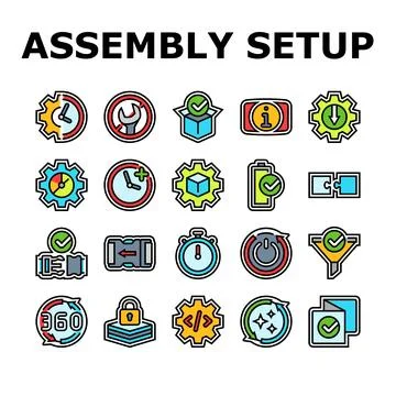 Assembly setup product icons set vector 스톡 일러스트