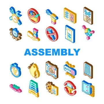 Assembly setup product icons set vector Stock Illustration