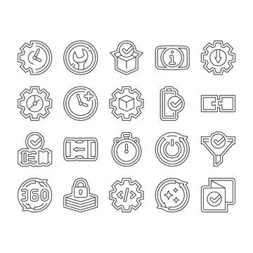 Assembly setup product icons set vector 스톡 일러스트