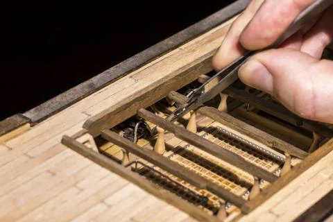 Assembly of ship model Stock Photos