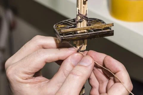 Assembly of ship model Stock Photos