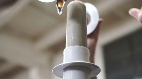 Assembly stage silicone insulators of high-voltage transmission lines Stock Footage 71506823