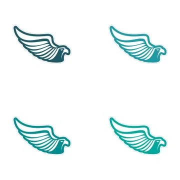 Assembly sticker eagle silhouette Illustrazione stock