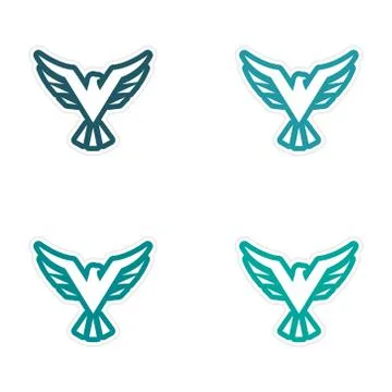 Assembly sticker eagle silhouette Stock Illustration