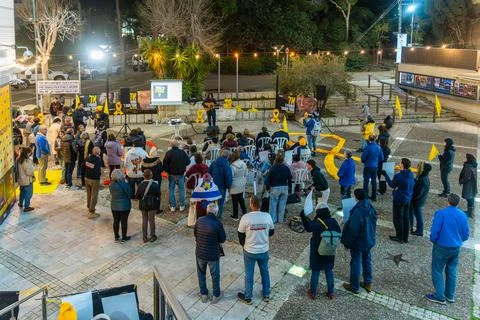 Assembly of support of the hostages, Haifa Stock Photos