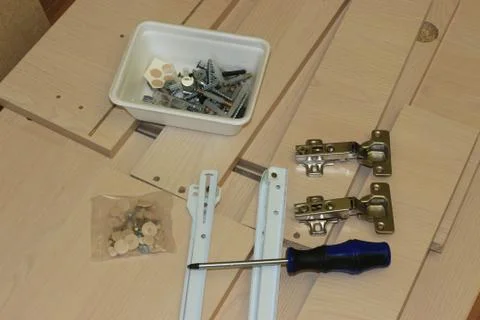 Assembly of the table Stock Photos