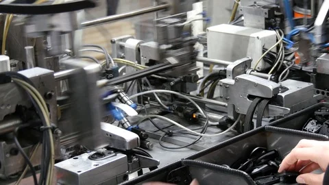 Assembly worker in factory production line Stock Footage 114577641