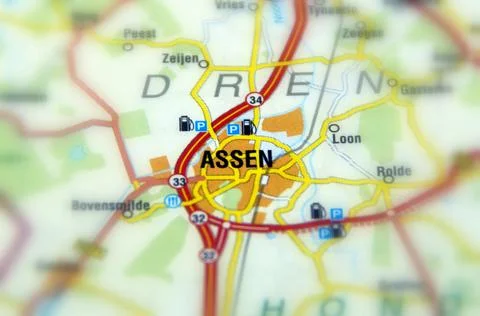 Assen on a map Stock Photos