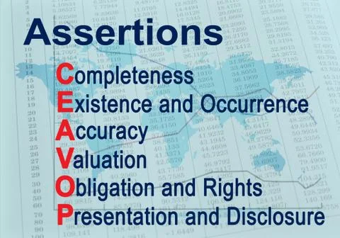 Assertions CEAVOP - Financial auditing acronym Stock Illustration