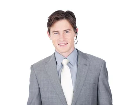 Assertive customer service agent with headset on Stock Photos