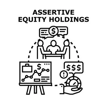 Assertive equity holdings strategy analysis and investment planning Stock Illustration