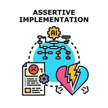 Assertive implementation process bringing negative consequences Stock Illustration