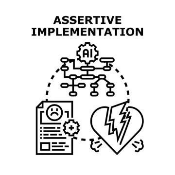 Assertive implementation process bringing negative consequences Stock Illustration