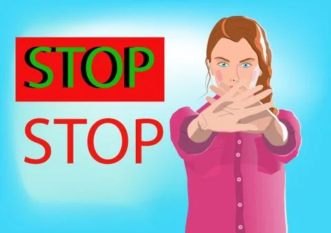 Assertive professional young woman gesturing NO or stop Stock Illustration