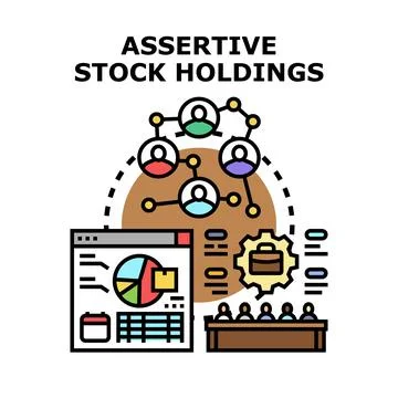 Assertive stock holdings concept planning investment strategy Stock Illustration