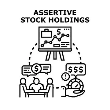 Assertive stock holdings concept planning investment strategy Stock Illustration