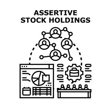 Assertive stock holdings concept planning investment strategy Stock Illustration