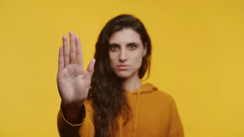Assertive Woman Giving Stop Gesture Stock Footage 271035172